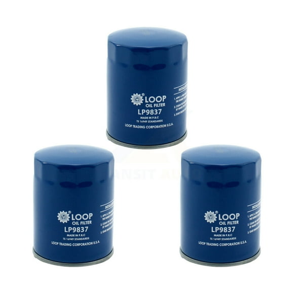 LOOP Engine Oil Filter (3 Pack) for Car Chevrolet Impala Pontiac Malibu Buick GMC Colorado Montana Canyon G6 Uplander Lucerne LaCrosse Cadillac Trailblazer Saturn Envoy Hummer H3 Vue Allure KLO-100027