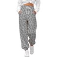 thumbnail image 2 of XIAOCHA Women's Leopard Print Jogger Pants Elastic Ankle Side Pockets Loose Fit Sweatpants, 2 of 4