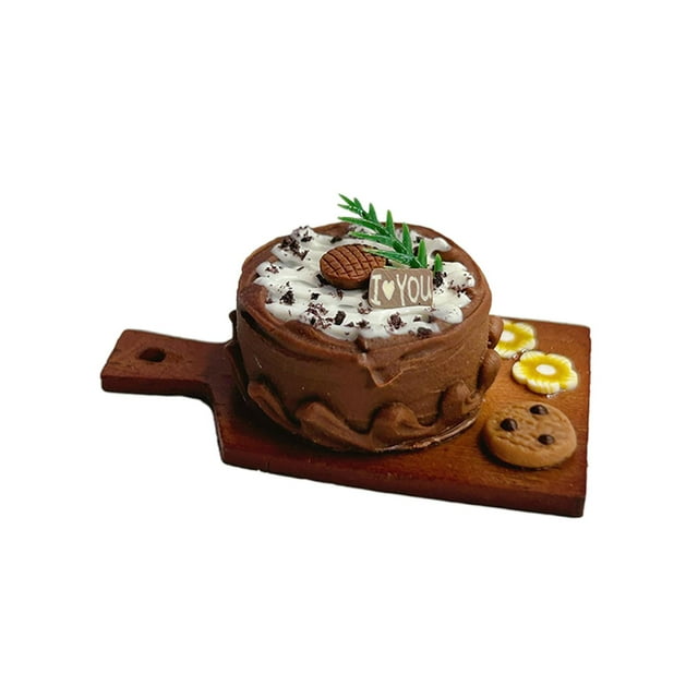 Pastel de casa de muñecas, artesanía de comida en miniatura 3D, escena de vida de panadería de jardín de hadas 1:6 1:12, juguetes de cocina de muñecas Estilo I Hugo Pastel de casa de muñecas