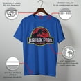 thumbnail image 3 of Men's Jurassic Park T Rex Logo Graphic Tee Royal Blue Large, 3 of 9