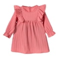 thumbnail image 1 of Toimothcn Baby Girls Dress Long Sleeve Casual Solid Color Ribbed Dress Soft Loose Fit Princess Dresses Suitable For Summer Holiday, 1 of 3