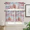 thumbnail image 2 of Black Christmas Curtain Valances Set Christmas Trees Snowflakes Snowy Winter Kitchen Curtains 24&nbsp;inch Length Rod Pocket Valance and Tiers 3 Piece Set Small Bedroom Bathroom Laundry Decor, 2 of 7