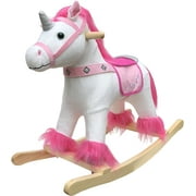 Fengsmart Rocking Horse , wooden rocking horse brown, 29" high plush rocking horse toy, rocking chair, rocker, stuffed toy for kids