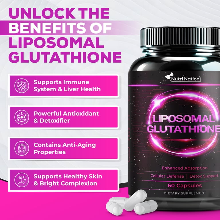 glutathione 500 mg walmart Nutri Nation Liposomal Glutathione Supplement Capsules 500mg, 180 count, Enhanced Absorption, Detox, Immunity, Anti-Aging Support, 3 Bottles, Size: