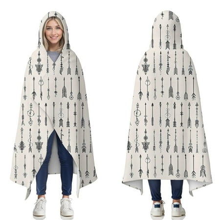 Wearable Blanket Black Arrow Pattern Hooded Wearable Flannel Blanket for Adults & Teens Winter Poncho Shawl Wrap Cape Cozy Anti-Pill 50 x60 Wearable Blanket Black Arrow Pattern Hooded Wearable Flannel Blanket for Adults & Teens Winter Poncho Shawl Wrap Cape Cozy Anti-Pill 50 x60