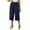 Blue, variant on zbxnLI Casual Capris for Women Cotton Linen Wide Leg Capri Pants Elastic Waist Drawstring Summer Cropped Pants