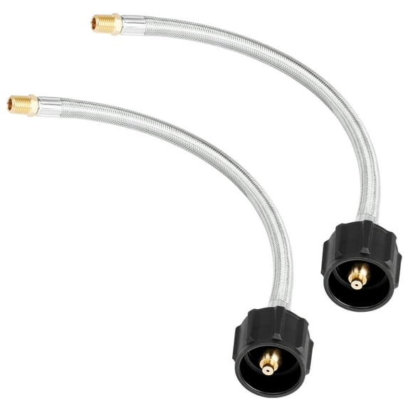 2 Pieces 12 inch 1/4-inch NPT Stainless Braided Pigtail RV Propane Hose for Camper