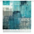 thumbnail image 2 of Turquoise Grey Abstract Curtains 42Wx63H Rod Pocket Blue Teal Aqua Gray Art Painting Modern Contemporary Watercolor Background Oil Print Cool Living Room Bedroom Window Drapes Fabric 2 Panel, 2 of 6