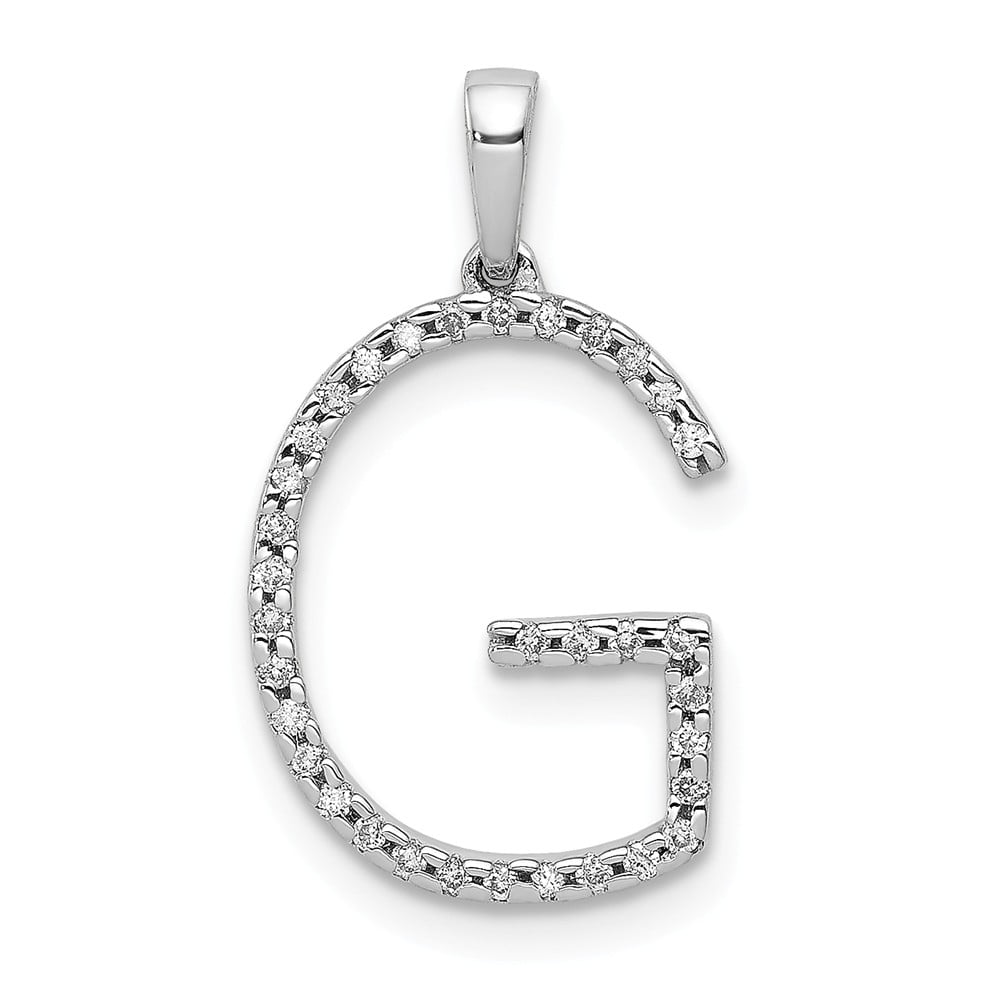 AA Jewels - Solid 14k White Gold Diamond Initial Letter G Pendant ...
