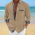 thumbnail image 3 of ZCFZJW Men's Button Down Dress Shirts Vintage Floral Patchwork Long Sleeve Casual Shirts Holiday Beach Hawaiian Shirts Vacation Wedding Shirts with Pocket Khaki#05 M, 3 of 7