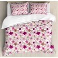 thumbnail image 1 of Flower Duvet Cover Set Queen Size, Simplistic Flower Design Seasonal Nature Growth Pattern on Cream Toned Background, Decorative 3 Piece Bedding Set with 2 Pillow Shams, Multicolor, by Ambesonne, 1 of 3