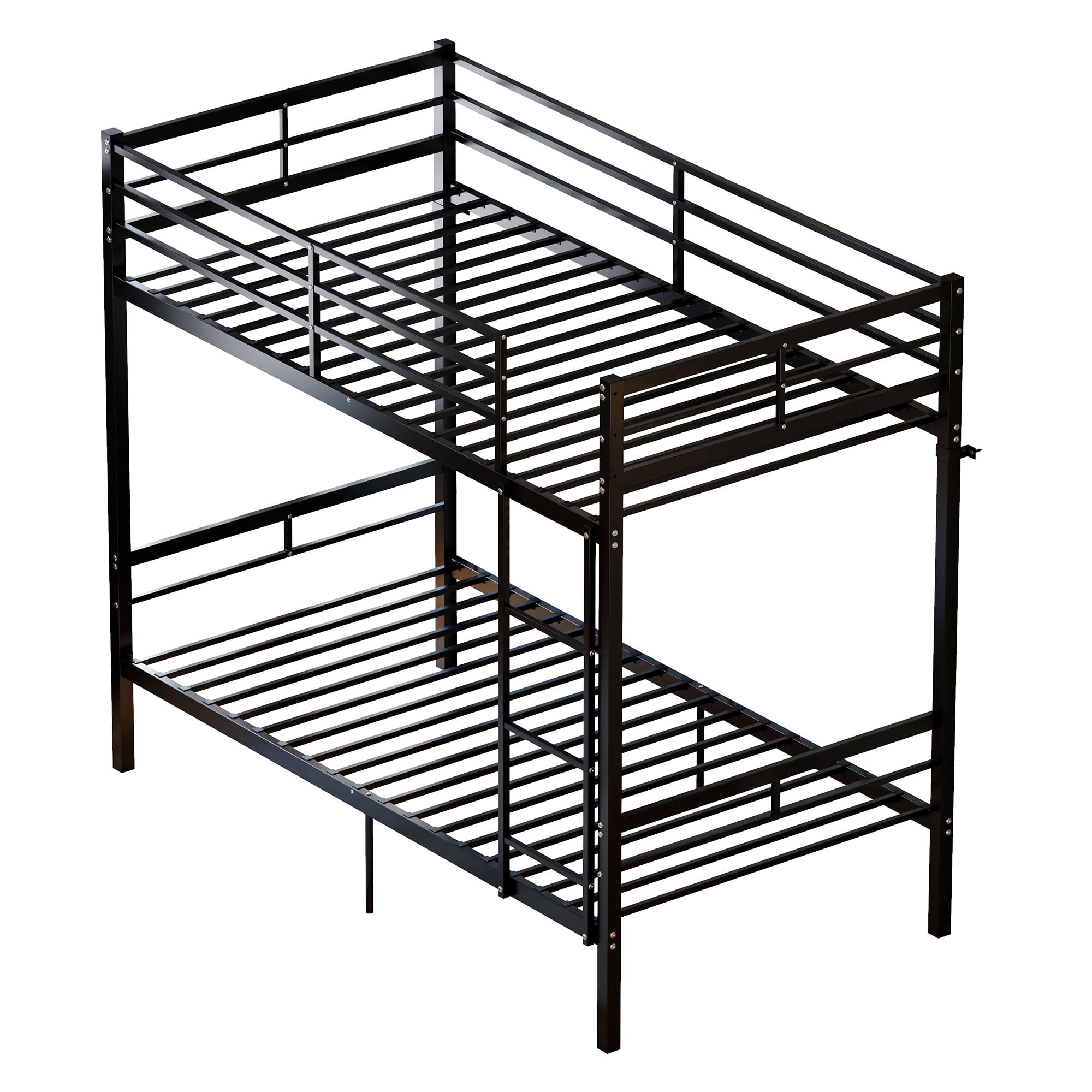 MAYEERTY Twin Over Twin Metal Bunk Bed, Heavy Duty Steel Bed Frame with High Guardrails, Supports 400 lbs for Kids Teens Adults, No Box Spring Needed