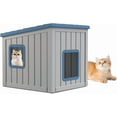 thumbnail image 1 of FICARTS Outdoor Condo-Style 1-Level Waterproof, Insulated Cat Shelter for Cats & Small Dogs, Blue, 1 of 7