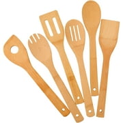 Kitchen Cooking Utensils Set, 6 Pcs Bamboo Wooden Spoons & Spatula Kitchen Cooking Tools for Nonstick Cookware and Wok