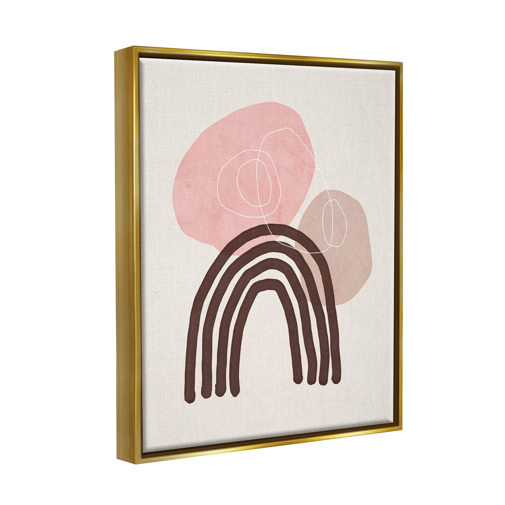Stupell Fun Boho Rainbow Shapes Abstract Painting Gold Floater Framed Art Print Wall Art
