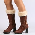 thumbnail image 3 of UDIYO Winter Women Solid Color Faux Fur Cuff Crochet Knit Boots Sock Short Leg Warmers, 3 of 7
