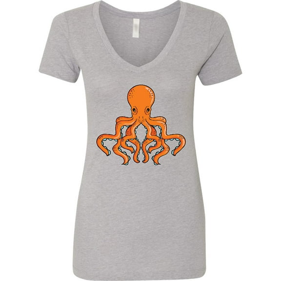 Inktastic Orange Octopus Women's V-Neck T-Shirt