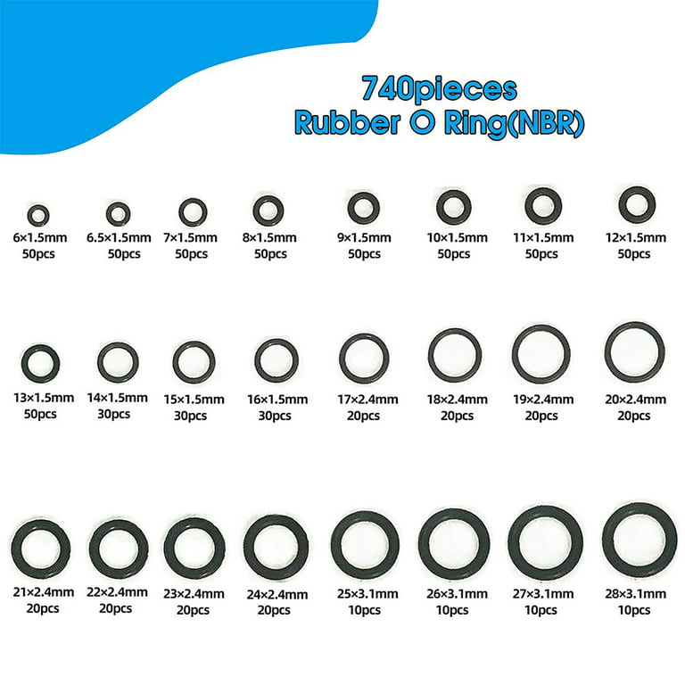 Rubber o Ring kit o Ring Assortment kit Set 24 Sizes 740pcs NBR o