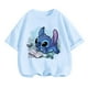 thumbnail image 3 of Linda camiseta con estampado de Stitch para niñas, camiseta de dibujos animados de Disney para niños, camisetas casuales de verano de manga corta para niños, camiseta deportiva para niño, traje de cam, 3 of 5