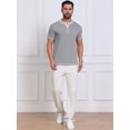 thumbnail image 2 of DARING DIVA Men's Henley V-Neck Colorblock Button Down Short Sleeve T-Shirt M Light Gray, 2 of 7