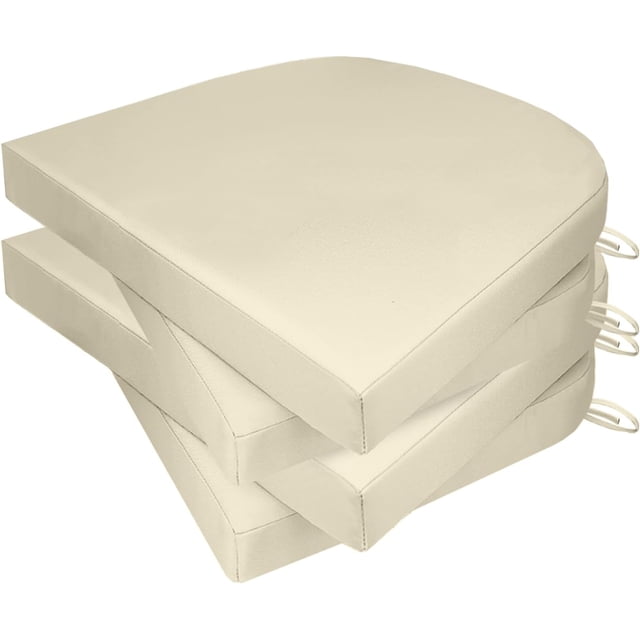 Outdoor Chair Cushions for Patio Furniture, 17X16X2” Patio Chair Cushions Set of 4, Waterproof Square Outdoor Seat Cushions with Non-Slip Bottom & Ties, Fade Resistant Chair Pads,Beige