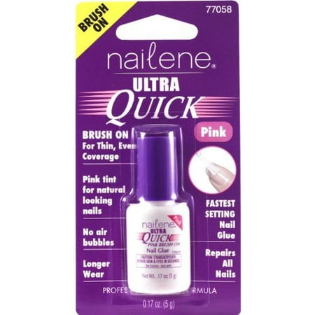 Nailene Ultra Quick Pink Brush On Nail Glue, 0.17 fl