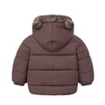 thumbnail image 5 of lnmuld Kids Jacket Reversible Girls Hooded Jacket with Bear Ears Winter Warm Thickened Padded Coat Long Sleeve Outwear for Cold Weather Solid Color Size:4-5 Years, 5 of 6