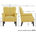 thumbnail image 2 of CZMJY Modern Armchair, Mid Century Accent Sofa Chair with Sturdy Wood Legs and High Back, Upholstered Fabric Sofa Club Chair for Living Room/Bedroom/Office, Yellow, 2 of 10