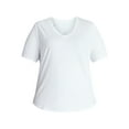 thumbnail image 4 of Terra & Sky Women's Plus Size V Neck Tee with Short Sleeves, Size 0X-4X, 4 of 5
