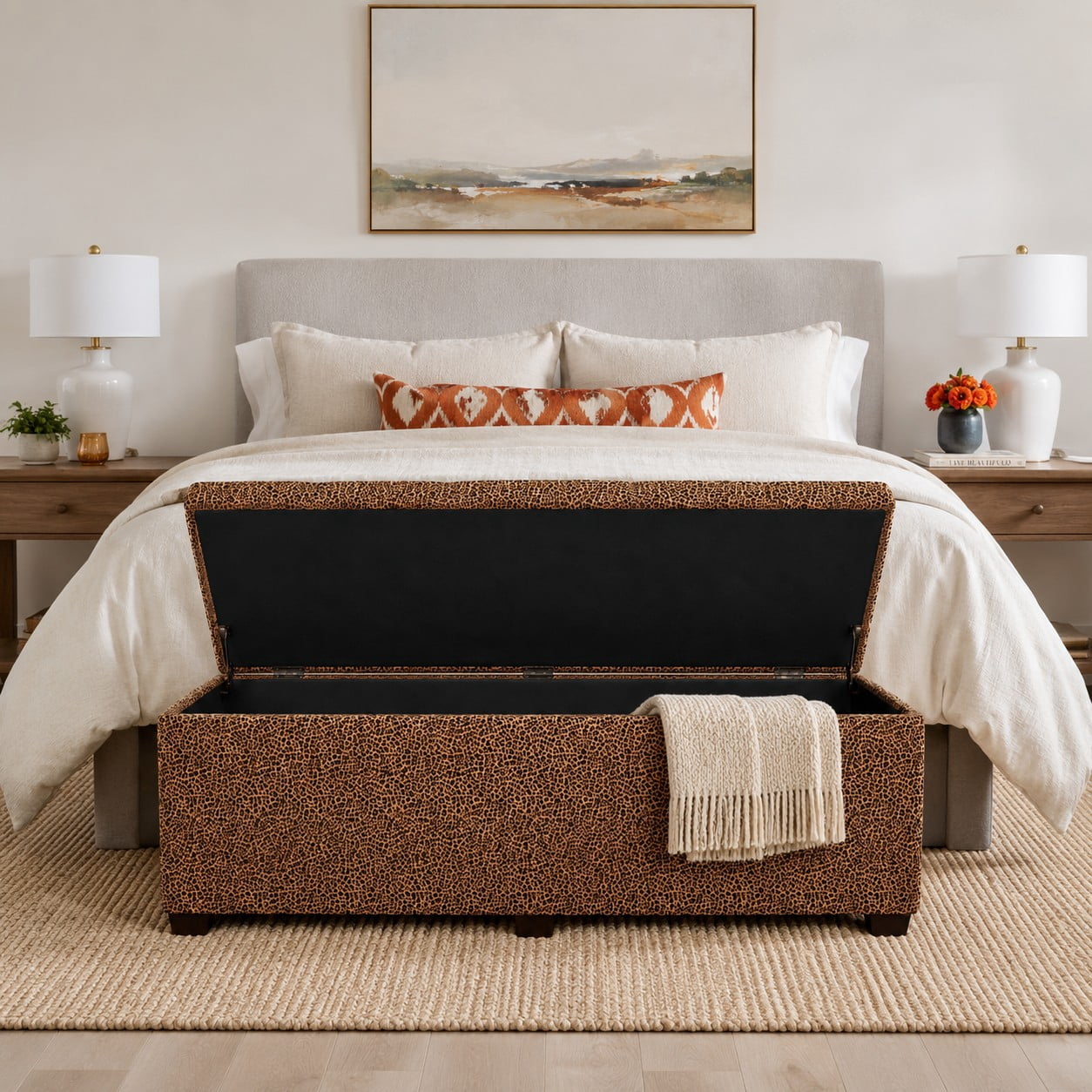 Sanford Living Esplanade Bed Bench, Velvet Leopard