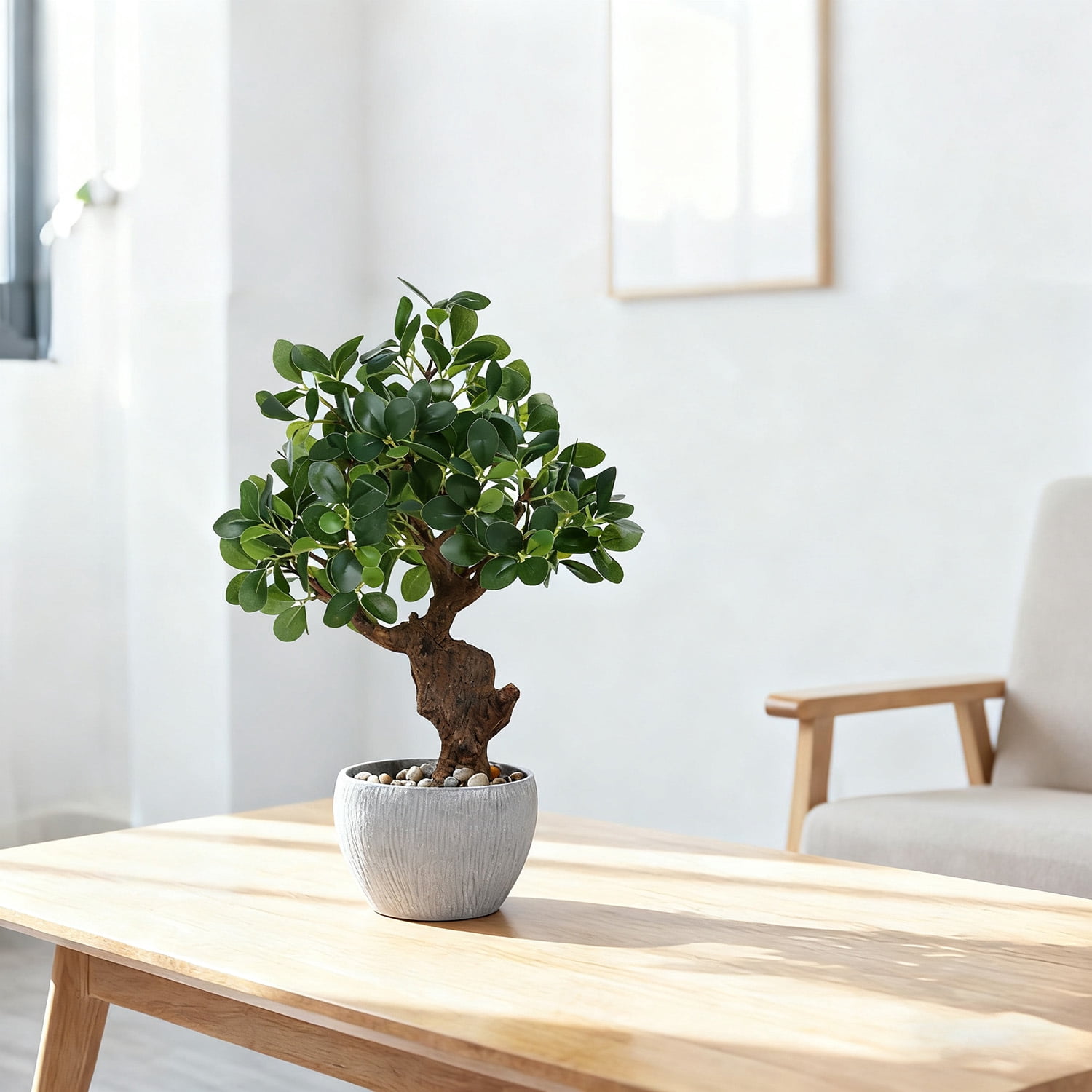 Artificial Bonsai Tree Potted Plant with Pot, 15" Tall Fake Potted Faux Plant Desk Decor, Realistic Decorative Plants Indoor Decor for Home Bedroom Bathroom Office Desk