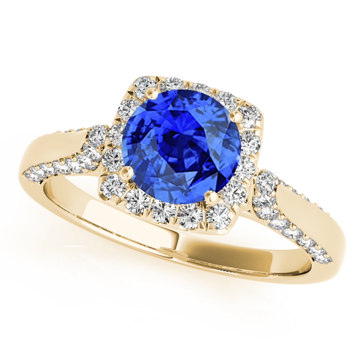 MauliJewels 1.25 Ct Diamond & Tanzanite Engagement/Wedding Ring 14K