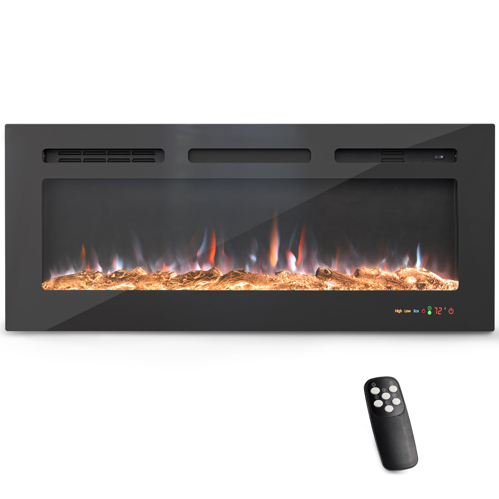 Klarstein Fire Bowl Wall-Mounted Fireplace • 1800W • Realistic Flames • Powerful and Quiet • Romantic • Adjustable Thermostat • Timer • Remote Control • Touch Screen • Black 