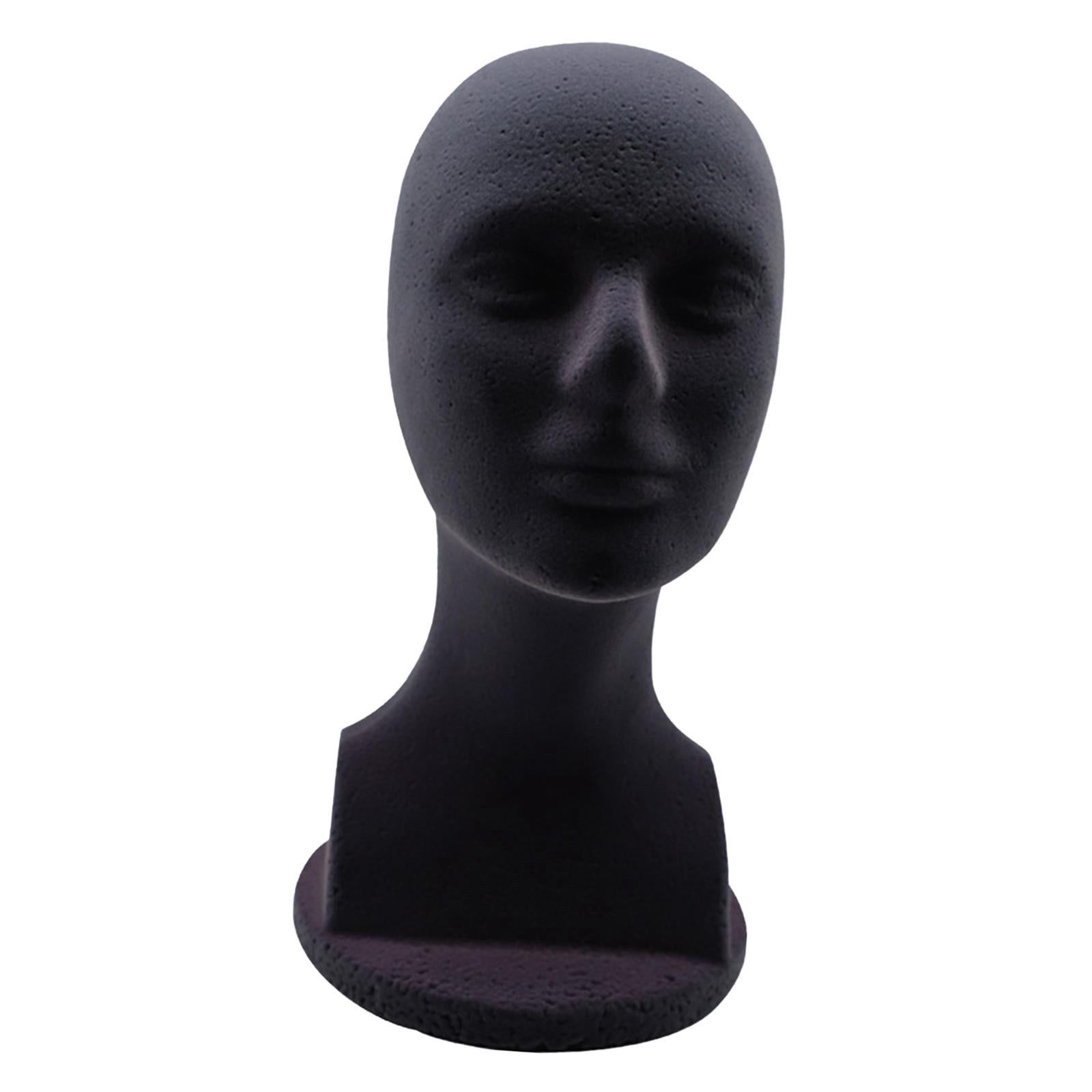 FITYLE 2xMale Foam Mannequin Head Model Hat Display Stand Black Practical Height 32cm