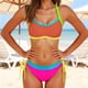 thumbnail image 2 of Conjunto de Bikini de Cintura Alta para las Mujeres Bloque de Color de Control Del Estómago Correa Ancha de Apoyo Trajes de Baño de Cintura Alta de Dos Piezas para las Mujeres, 2 of 8