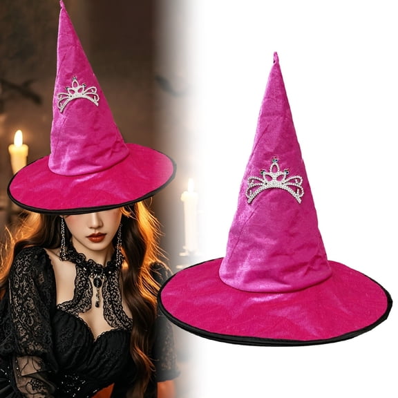 Gunia Gothic Witch Hat For Women Adult Cosplay Halloween Accessory Costumes Role Play Dress Up Stage Performance Holiday Party Wear,Pink