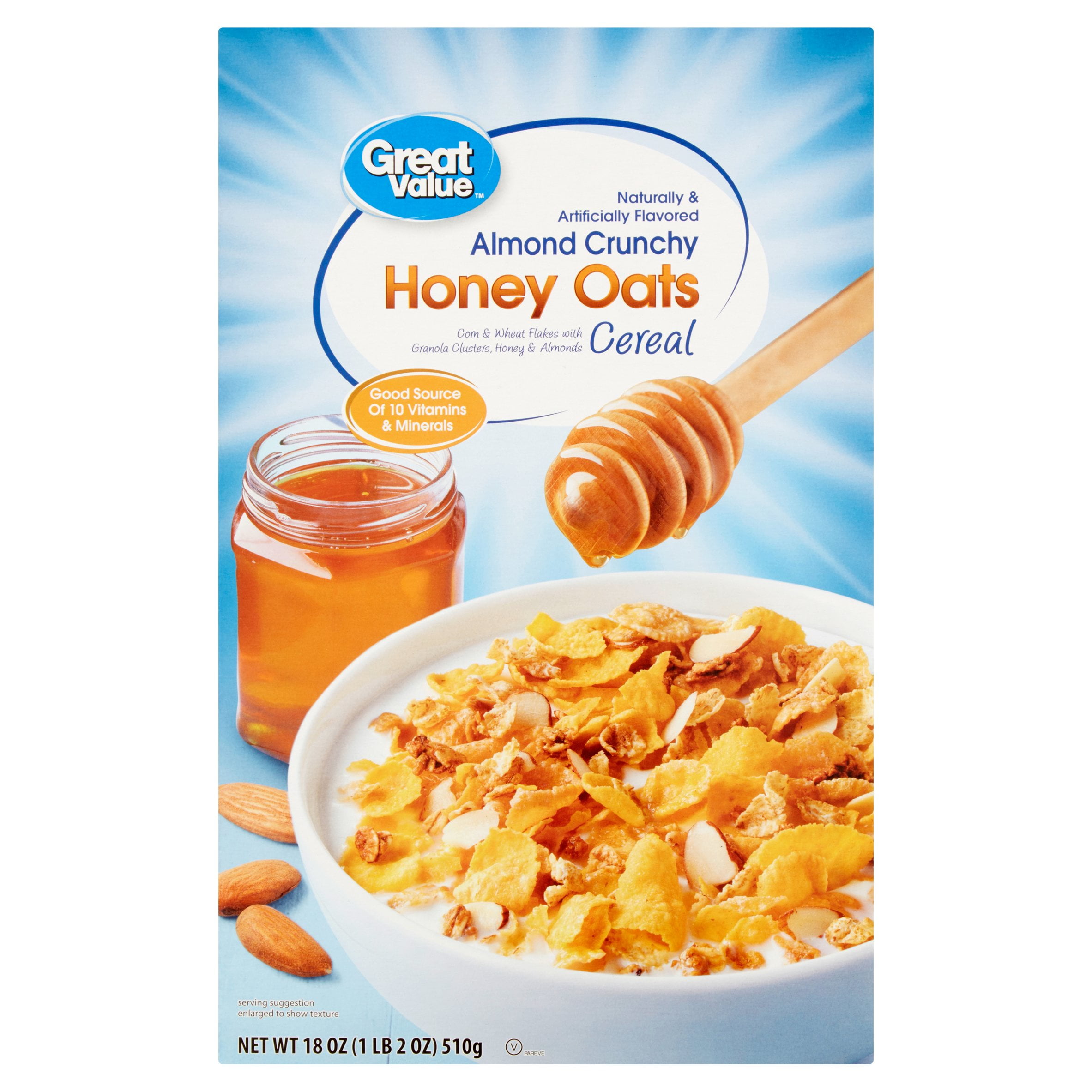 Great Value Almond Crunchy Honey Oats Cereal, 18 oz