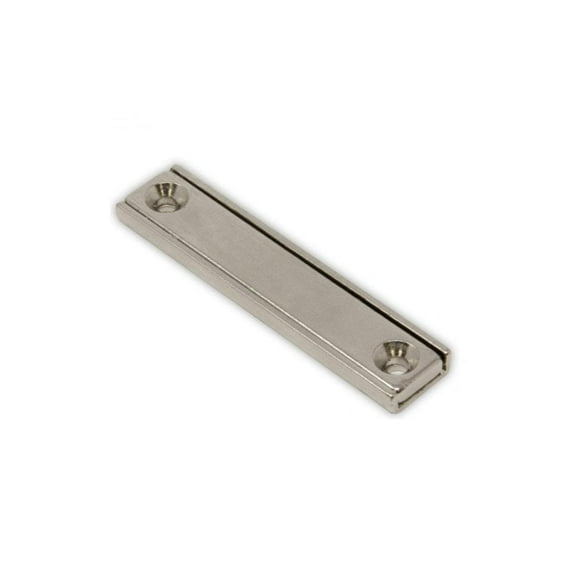 Neodymium Countersunk Channel Magnet - 60mm x 13.5mm x 5mm thick with 2x 3.3mm holes - 66.15lbs Pull (Pack of 1)