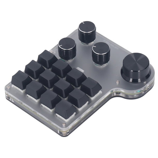 Teclado Mecánico Para Juegos Mini Macro USB, Teclado Macro De Programación 4 Perillas Interruptor Azul 3 Modos Operación Con Una Sola Mano 12 Teclas Con LED RGB Para Control