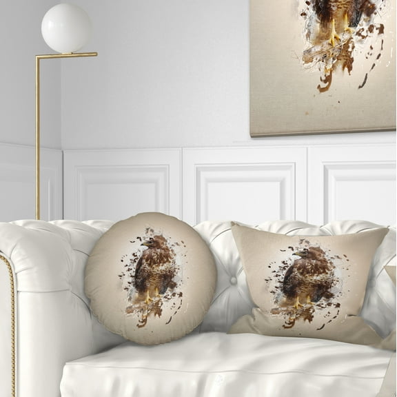Designart Abstract Falcon on Branch - Animal Throw Pillow - 12x20