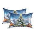 thumbnail image 2 of Dailycode Satin Pillow Case King Silk Pillow Cover for Hair and Skin Envelope Closure Christmas Tree House Snow 20"x40", 2 of 9