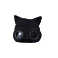 thumbnail image 2 of Ticikt Unisex Fleece‑Lined Knit Beanie Hat, Winter Warm Cat‑Ear Knitted Cap with Decorative Goggles Windproof Outdoor Skull Hat for Men Women,Black, 2 of 4