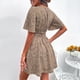 thumbnail image 4 of Vestido Cintura Estampada Adelgazante Cuello En V Manga Acampanada Dobladillo Casual Vestido De Una Pieza Para Dama Caqui L, 4 of 6