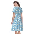 thumbnail image 2 of Bixox Robe d'Été à Manches Courtes pour Femmes Robe Ample Longueur Genou avec Poches-Bleu Maïs Soufflé, 2 of 7