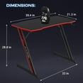 thumbnail image 2 of PayLessHere 39 Inch Z-Shaped Gaming Desk with Headphone Hook Sturdy with Spacious Desktop,Red, 2 of 6