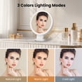 thumbnail image 6 of Lighted Makeup Mirror with 20X Magnification, Rechargeable Double Sided Vanity Mirror with 3 Color Lighting Modes and Adjustable Brightness, LED Desktop Mirror for Bathroom Bedroom, Gifts for Women, 6 of 10