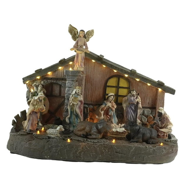 Adorno de pesebre artesanal, adorno iluminado para casa, decoración de mesa con música para apartamento, cafetería, hogar, regalo, sala de estudio