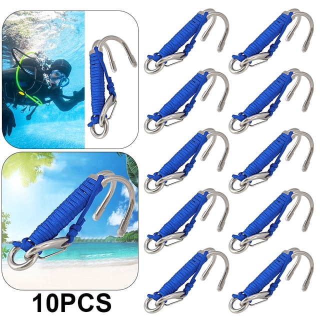Buceo Doble Cabeza 316 Acero Inoxidable Gancho Flujo Buceo Gancho Doble Flujo Cuerda Seguridad Al Mar Gancho Doble Flujo (azul)