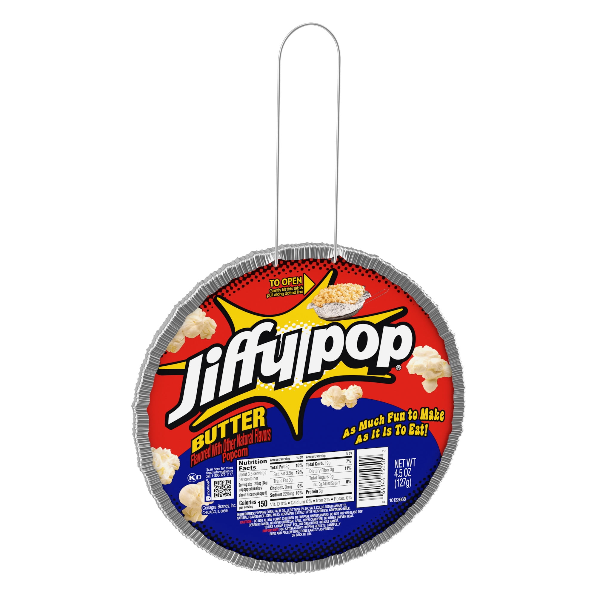 JIFFY POP Butter Flavored Popcorn, Stovetop Popping Pan, 4.5 oz.