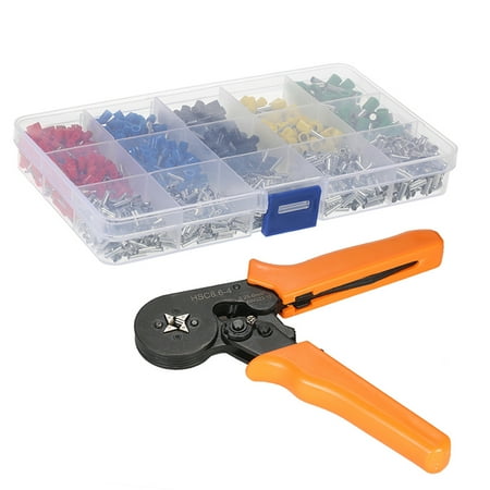 

Carevas Self Adjustable Professional Cable Wire Crimper Crimping Pliers Tool Ferrule Crimpers 0.25-6.0mm² + 1640pcs Copper Insulated Cord Pin End Crimp Terminals Electrical Wire Connector AWG23-10 S